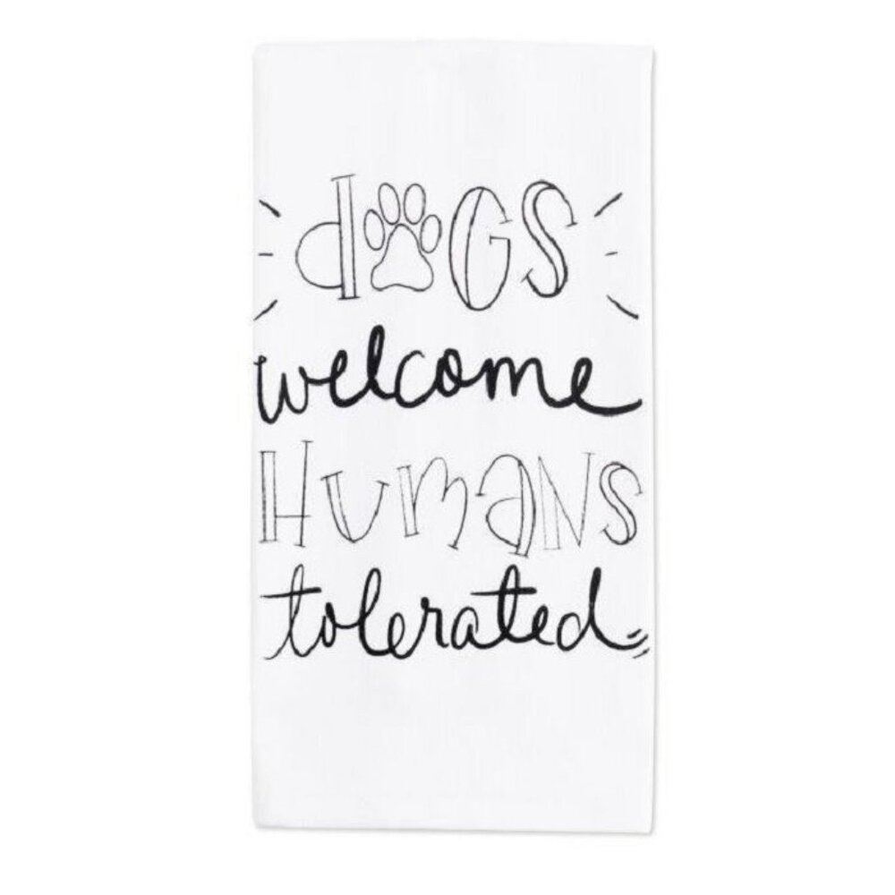 2 X New Dogs Welcome Dog Lover 25 x 15" Kitchen Dish Towel Linen Oven Stove NWT